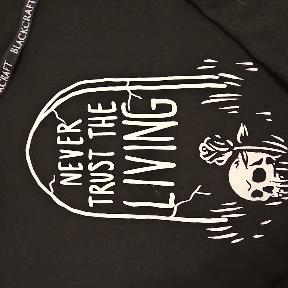 Hot Topic BlackCraft Never Trust The Living Tombstone Girls Hoodie size Small - Picture 2 of 4